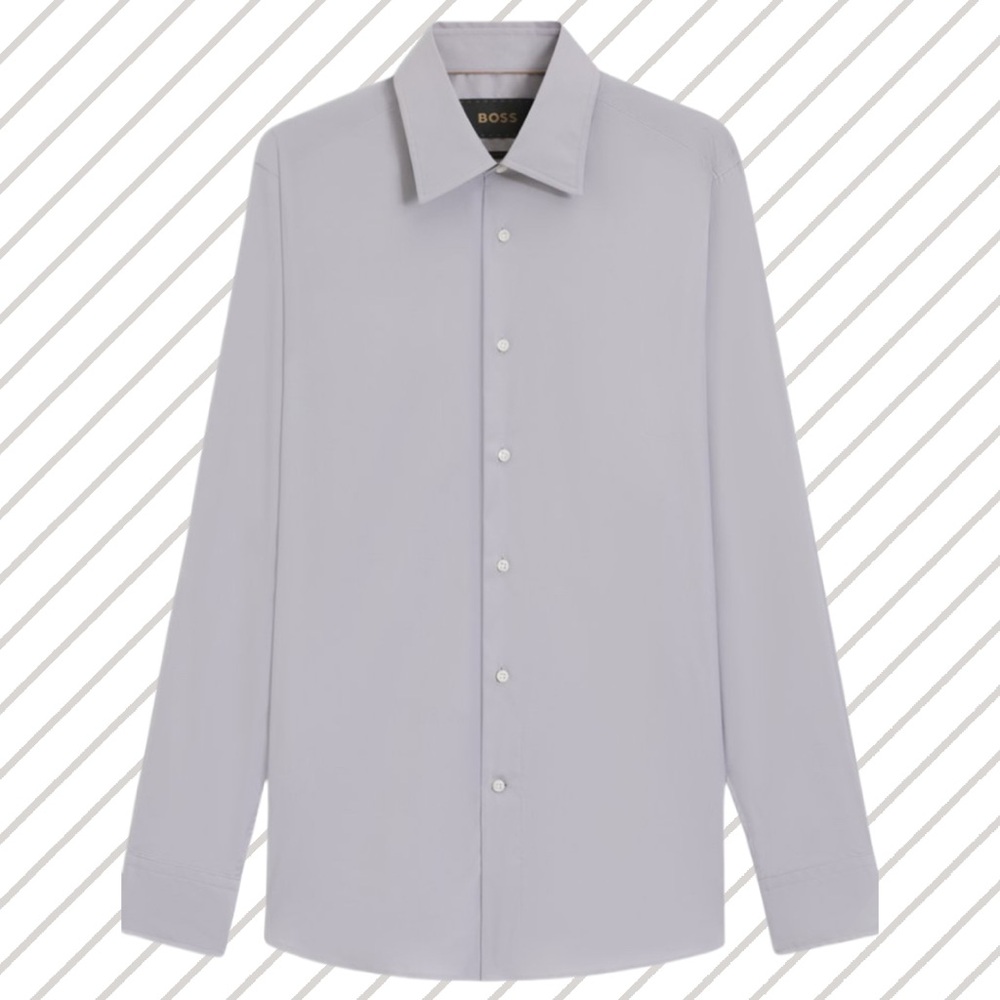 Hugo Boss BOSS Grey Formal and/or Business Casual Button-Up Long Sleeve Shirt